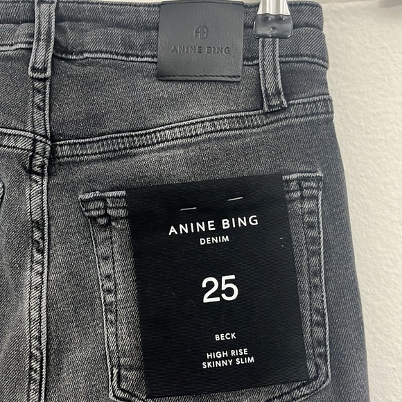 Anine Bing Beck High Rise Slim Jeans Iron Grey Gray Meghan Markle Size 25 - Picture 7 of 11